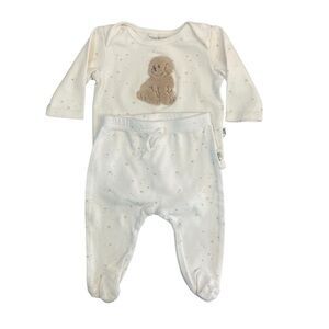 Rabbit & Bear 0-3M Baby Outfit - Long Sleeve Top and Footed Pants